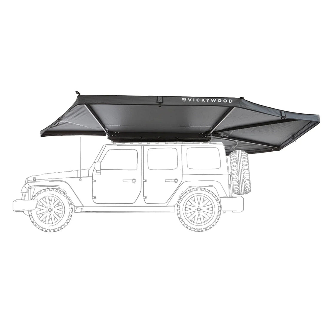 Auto Seitenmarkise 270° LEAF EXTENDED 2,0 m grau