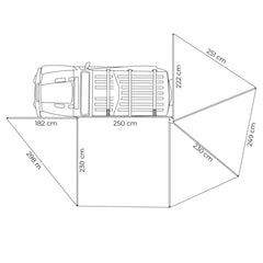 Auto Seitenmarkise 270° LEAF EXTENDED 2,5 m grau 8